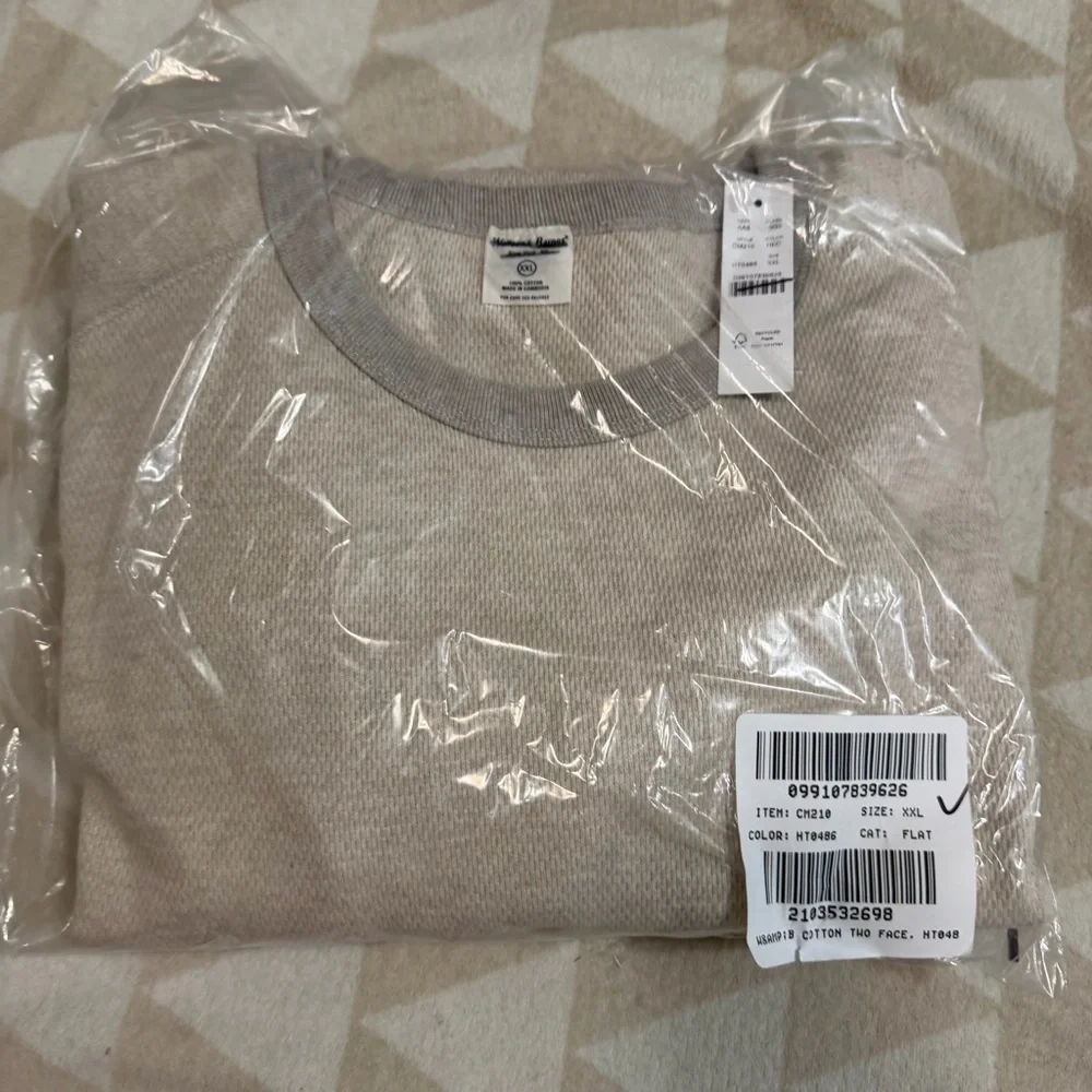 J crew heather ecru Wallace & Barnes honeycomb thermal crewneck